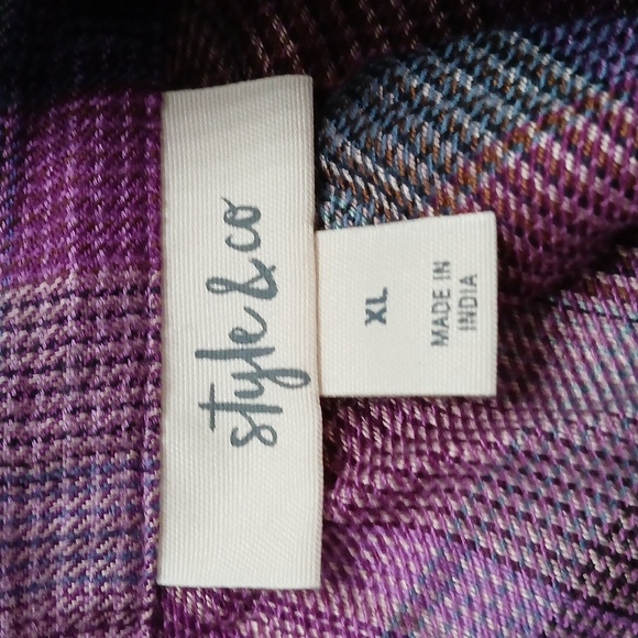 Style & Co purple blue tan electric Plaid Button-Up Shirt Sz XL NWT super soft - Picture 8 of 9